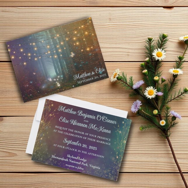 Whimsical Fairy Lights Woodland Wedding Invitation (Creator Uploaded)