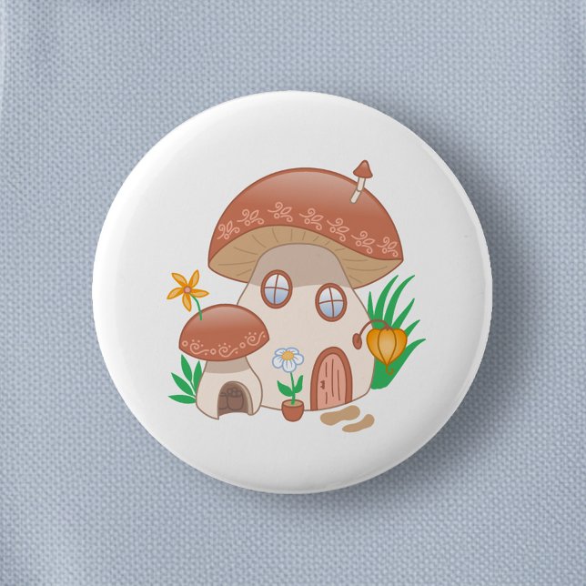 Whimsical Fairy Mushroom House 6 Cm Round Badge (Creator Uploaded)