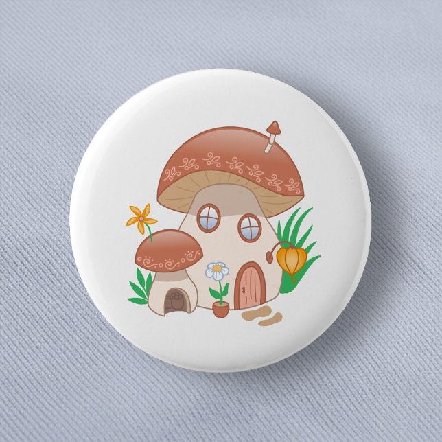 Whimsical Fairy Mushroom House 6 Cm Round Badge (Creator Uploaded)