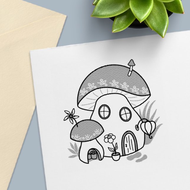 Whimsical Fairy Mushroom House Self-inking Stamp (Creator Uploaded)