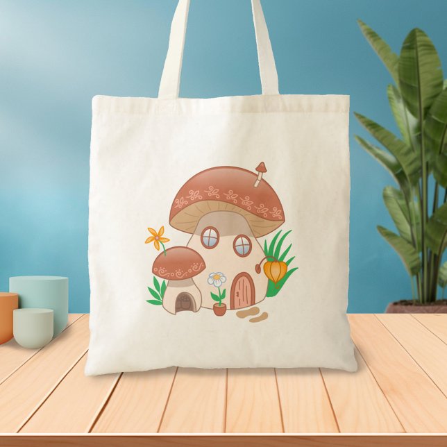 Whimsical Fairy Mushroom House Tote Bag (Creator Uploaded)