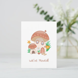 Whimsical Fairy Mushroom House We Moved Announcement Postcard