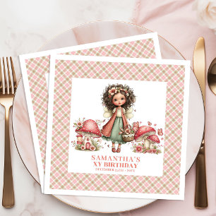 Whimsical Fairy Pink Flowers Custom Name Party Napkin