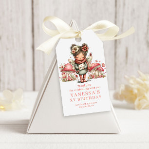 Whimsical Fairy Pink Flowers Girl Birthday Gift Tags