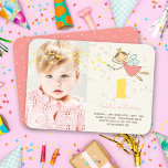 Whimsical Fairy Princess Girl 1st Birthday Photo Invitation<br><div class="desc">Whimsical Fairy Princess Kid's 1st Birthday Party Suite For Girls. This whimsical and sweet design featuring a magical fairy princess with her wand and a bold number 1 with lots of confetti stars will make any little girl happy. The invitation card design in shades of pink, light aqua blue, lemon...</div>