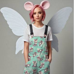 Whimsical Fairy Rats - blue Fabric