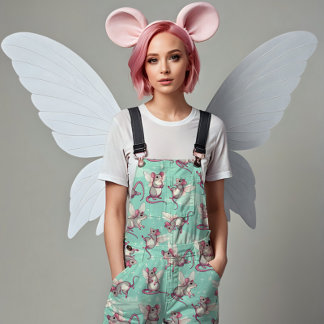 Whimsical Fairy Rats - blue Fabric