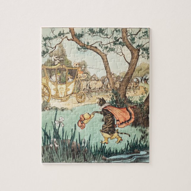 Whimsical Fairy Tale Cat Nursery Wall Decor Jigsaw Puzzle (Vertical)