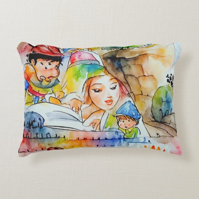 Whimsical Fairy Tale Illustration Decorative Cushion (Front)