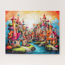 Whimsical Fairy Tale Village by River