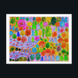 Whimsical Fairy Village & River Magic Postcard<br><div class="desc">Send a piece of magic with this vibrant,  hand-drawn postcard featuring a detailed fairytale valley. With its colorful trees,  winding river,  and cozy,  hidden houses,  it's perfect for sending a quick note of joy or keeping as a miniature piece of art.</div>