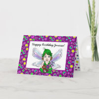 Whimsical Fairy with Flowers Happy Birthday  