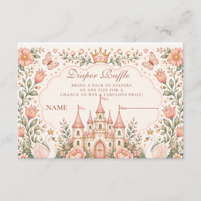 Whimsical Fairytale Castle Diapper Raffle Enclosure Card (Front)