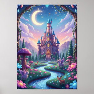 whimsical Fairytale Castle Magical Fantasy Poster