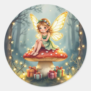 Whimsical Fairytale Christmas Classic Round Sticker