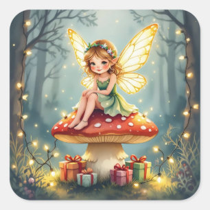 Whimsical Fairytale Christmas Square Sticker
