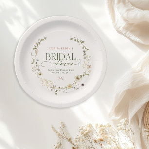 Whimsical Fairytale Garden & Bows Bridal Shower Paper Plate
