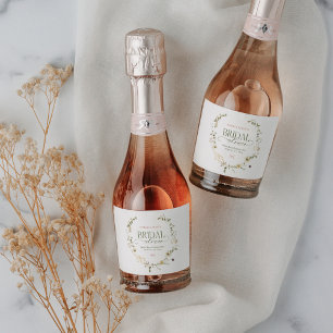 Whimsical Fairytale Garden & Bows Bridal Shower Sparkling Wine Label