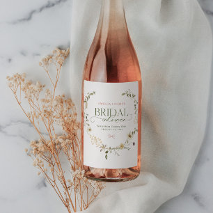 Whimsical Fairytale Garden & Bows Bridal Shower Wine Label