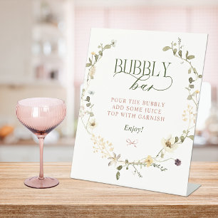 Whimsical Fairytale Garden & Bows Bubbly Bar Pedestal Sign