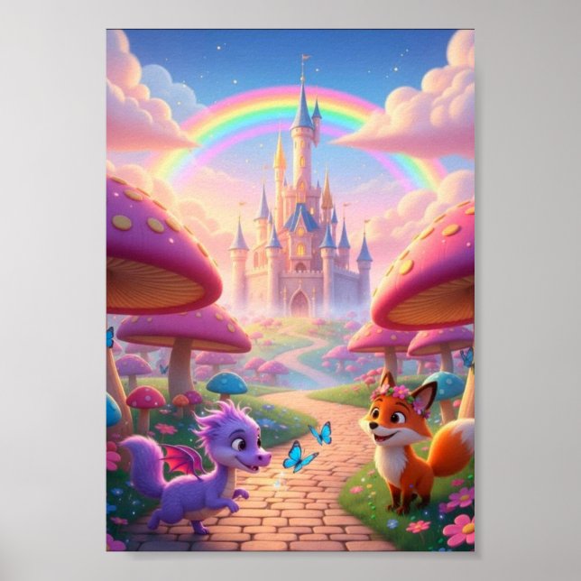 Whimsical Fairytale Rainbow Castle Fantasy poster (Front)
