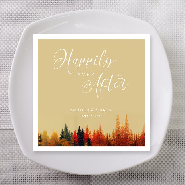 Whimsical Fairytale Storybook Wedding Napkin (Whimsical Fairytale Storybook "happily ever after" napkin personalize names)