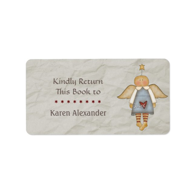 Whimsical Faith Angel Book Return Label (Front)