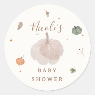 Whimsical Fall A Little Pumpkin Baby Shower Classic Round Sticker