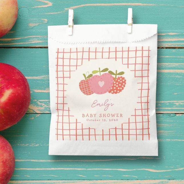  Whimsical Fall Apple Theme Baby Shower Pink Red Favour Bags (Creator Uploaded)
