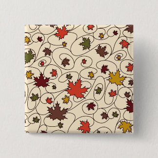 Whimsical Fall Curly Maple Leaf Pattern 15 Cm Square Badge