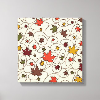 Whimsical Fall Curly Maple Leaf Pattern Canvas Print