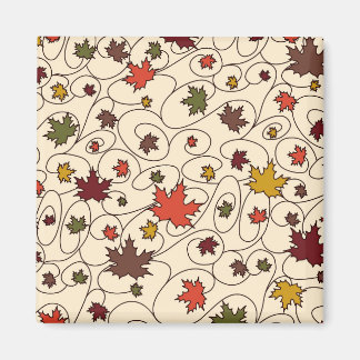 Whimsical Fall Curly Maple Leaf Pattern Magnet