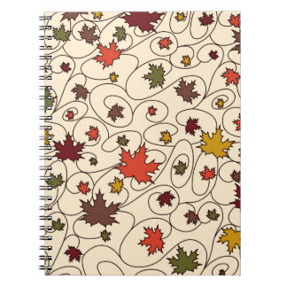Whimsical Fall Curly Maple Leaf Pattern Notebook