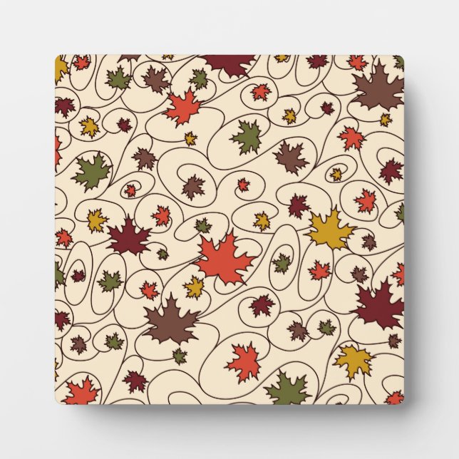 Whimsical Fall Curly Maple Leaf Pattern Plaque (Front)