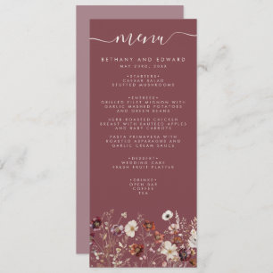 Whimsical Fall Dried Flowers Mauve Wedding Menu