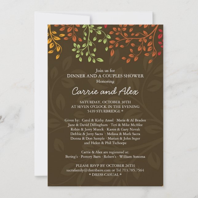 Whimsical Fall Engagement Party Invitation (Front)
