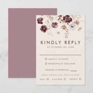 Whimsical Fall Floral Wedding RSVP Card