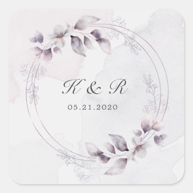 whimsical fall floral Wedding Square Sticker (Front)