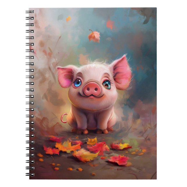 Whimsical Fall Piglet Notebook (Front)