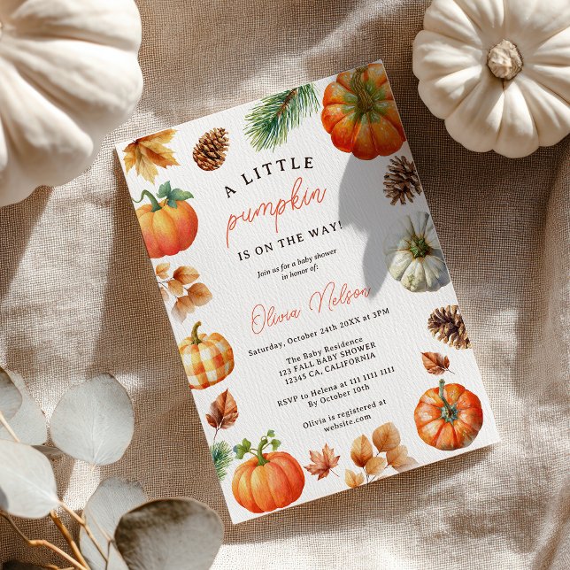 Whimsical Fall Pumpkin Little Pumpkin Baby Shower Invitation (Whimsical Fall Pumpkin Little Pumpkin Baby Shower Invitation)