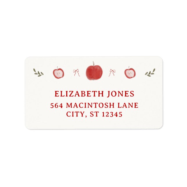 Whimsical Fall Red Apple of Our Eye Baby Shower Label (Front)