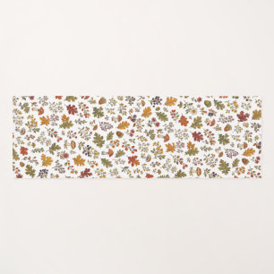 Whimsical Fall Woodland Mushroom Leaves Pattern Yoga Mat