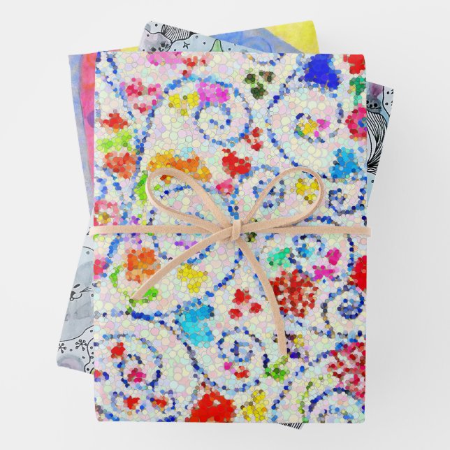 ​Whimsical Family Art Wrapping Paper Set  (In situ)