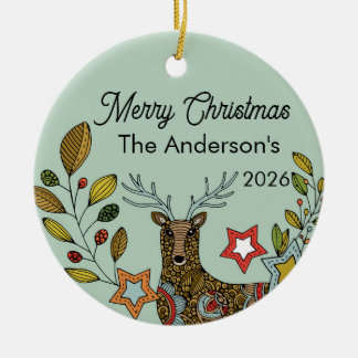 Whimsical Family Christmas | Deer & Stars Ceramic Tree Decoration