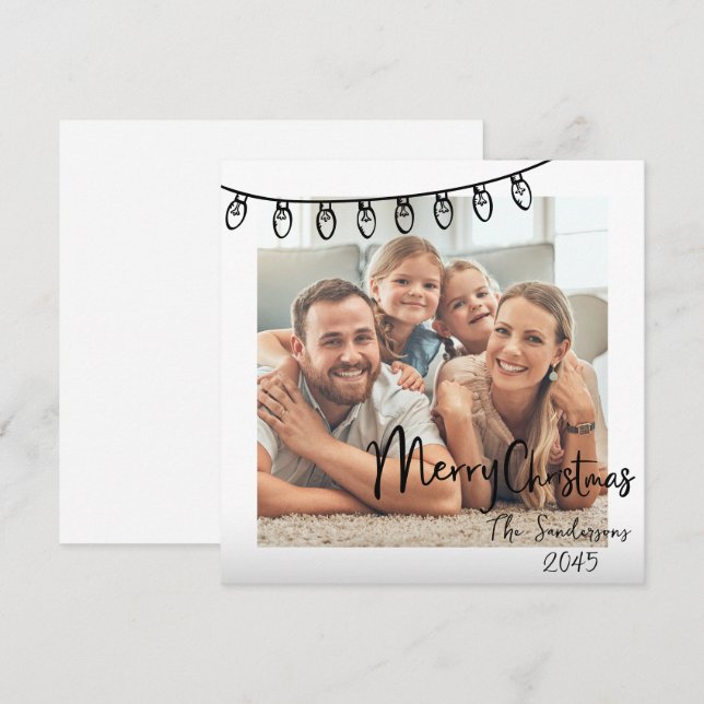 Whimsical Family Photo Merry Christmas Holiday Card (Front/Back)