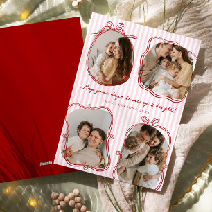 Whimsical Family Portrait Bows Holiday Card