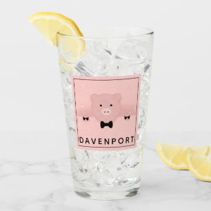 Whimsical & Fancy Pink Pig Cute Farm Animal Glass