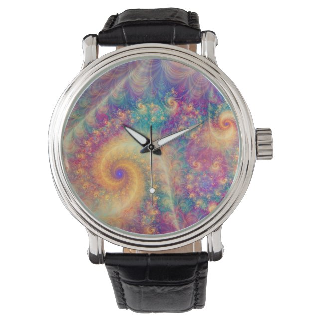 Whimsical Fantasy Abstract Fractal Vortex Art Watch (Front)