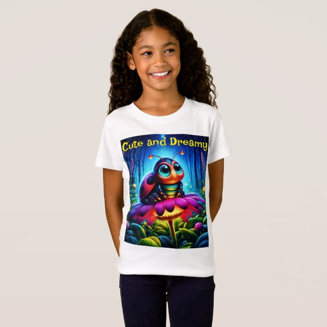 Whimsical fantasy bug neon dreamlike nature T-Shirt (Front Full)