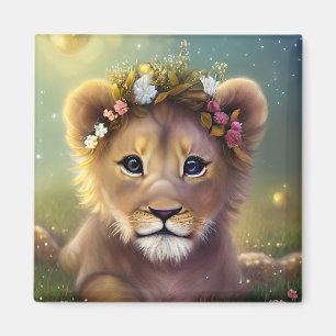 Whimsical Fantasy Cute Kawaii baby lion cub  Magnet